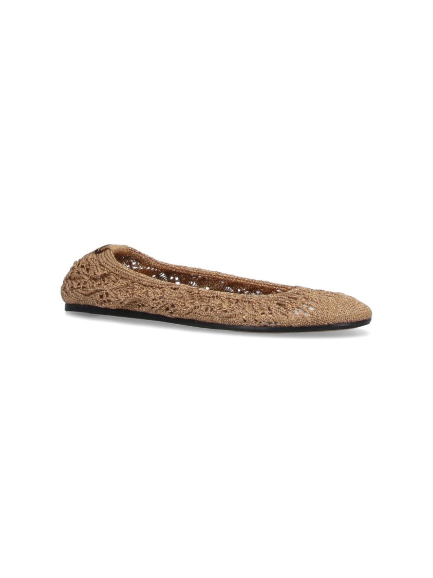 Isabel Marant Crochet Round Toe Ballerina Flats In Brown