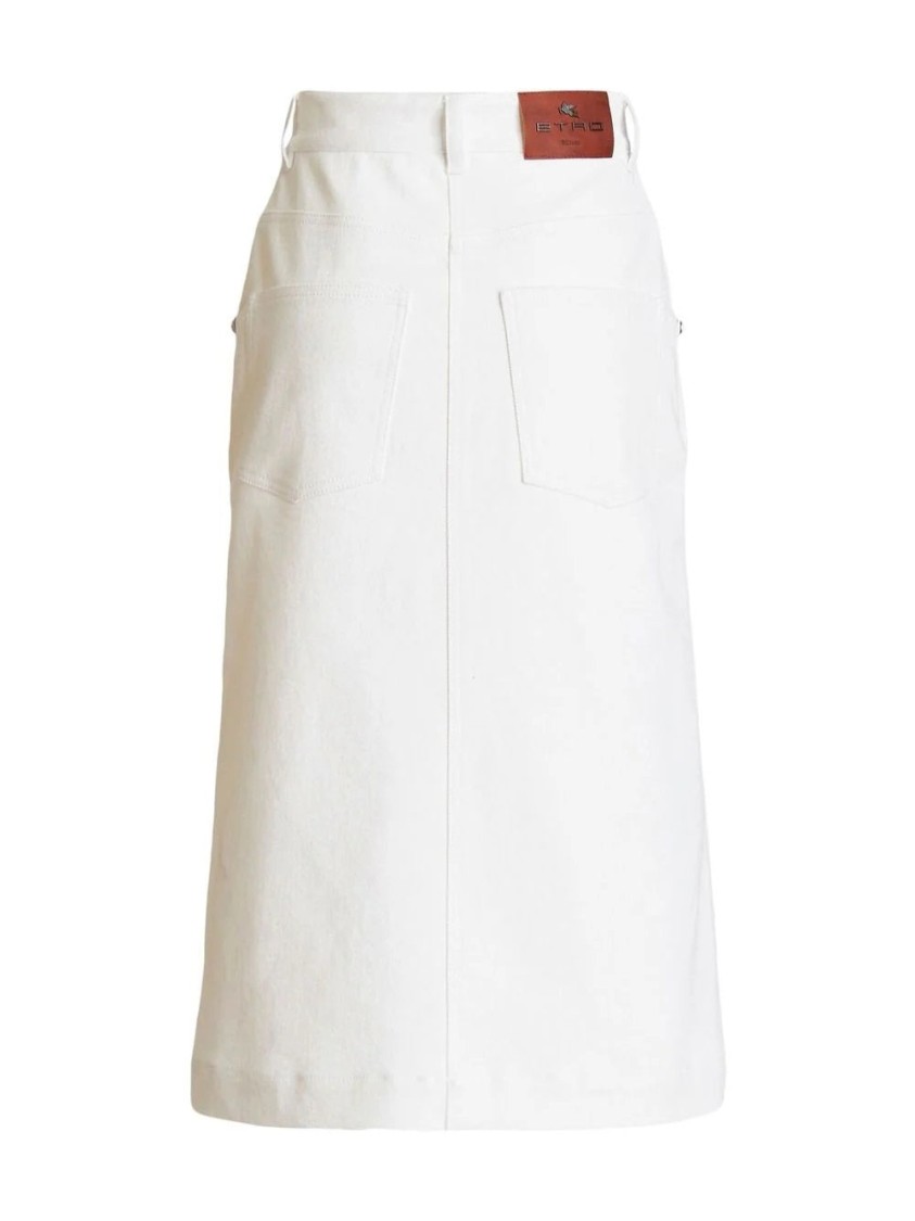 Etro A-line Denim Skirt With Button-down Front In White