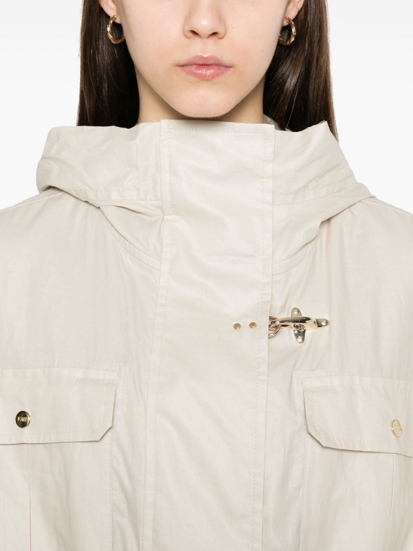 Fay Versatile White Parka With Customizable Silhouette In Neutral