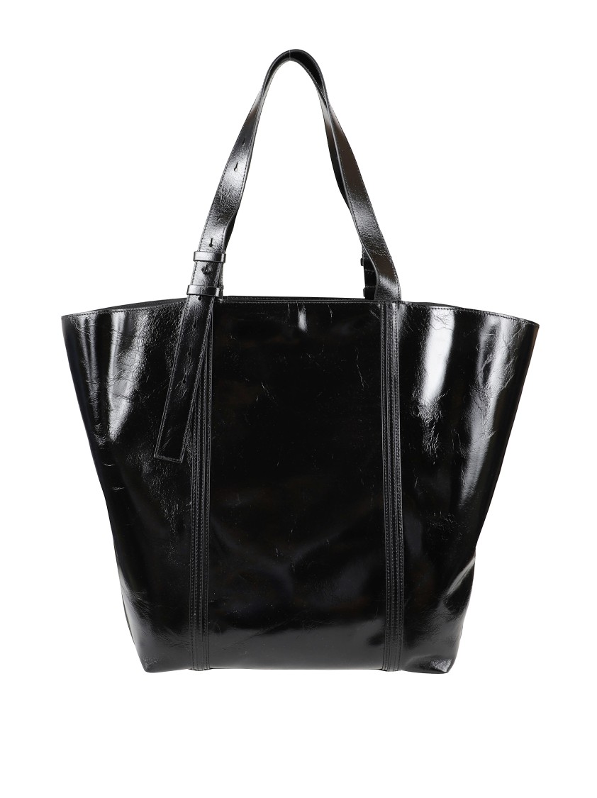 Golden Goose Glossy Black Tote Bag With Structured Silhouette In Black