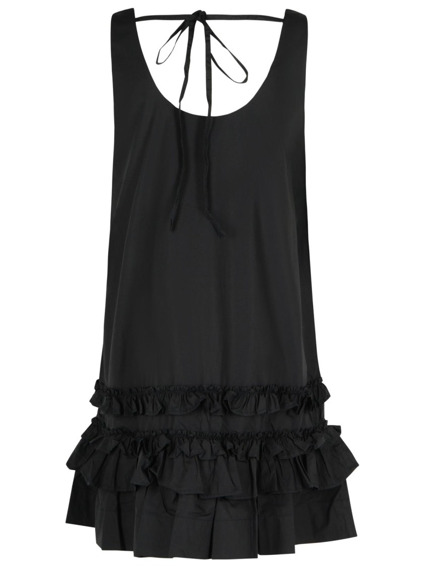 Ganni Ruffle Sleeveless Square Neck Mini Dress