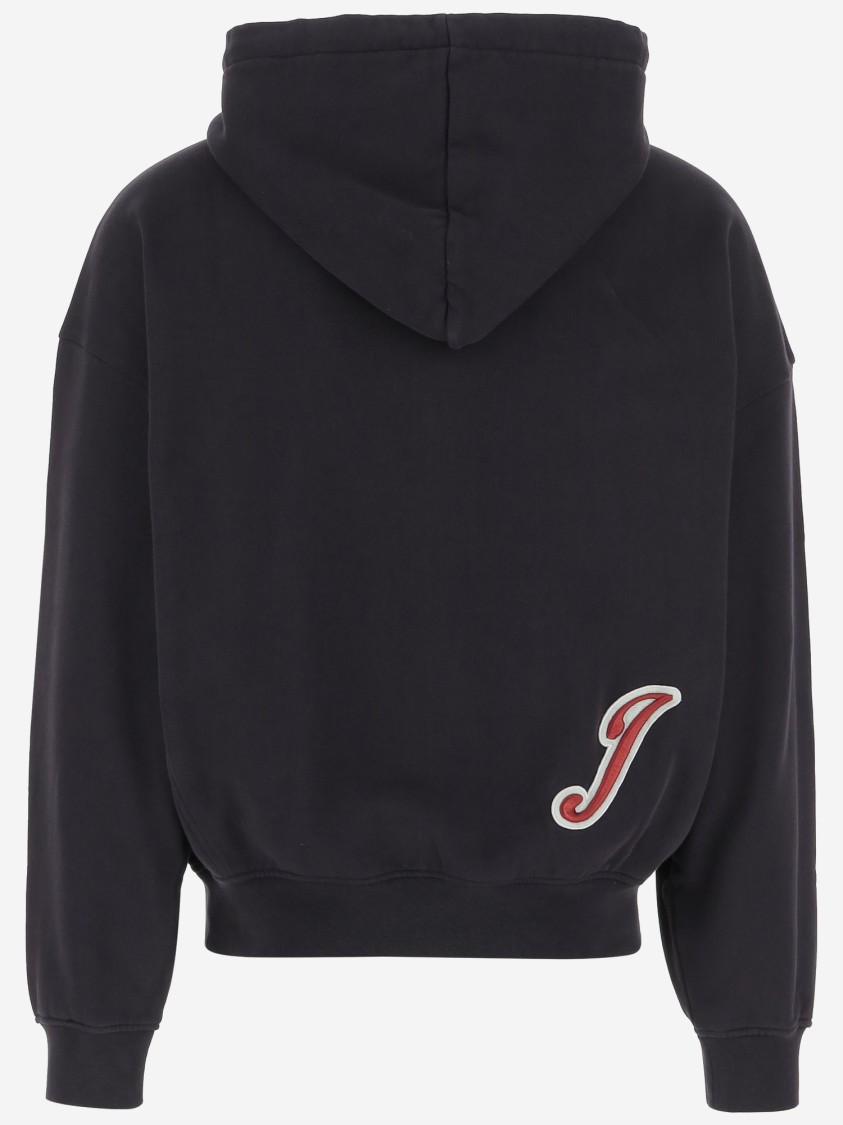 Jacquemus Cotton Sweatshirt With Embroidered Varsity Patch In Black