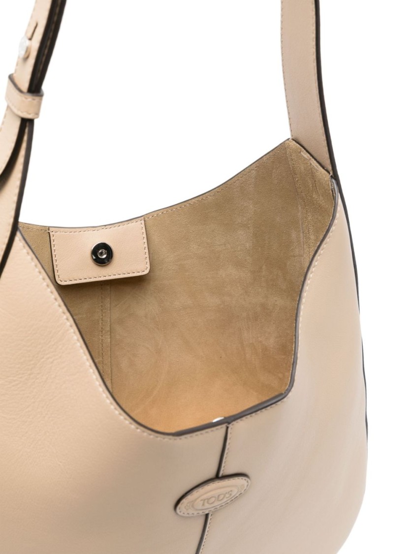 Tod's Beige Calfskin Shoulder Bag With Adjustable Strap In Neutral