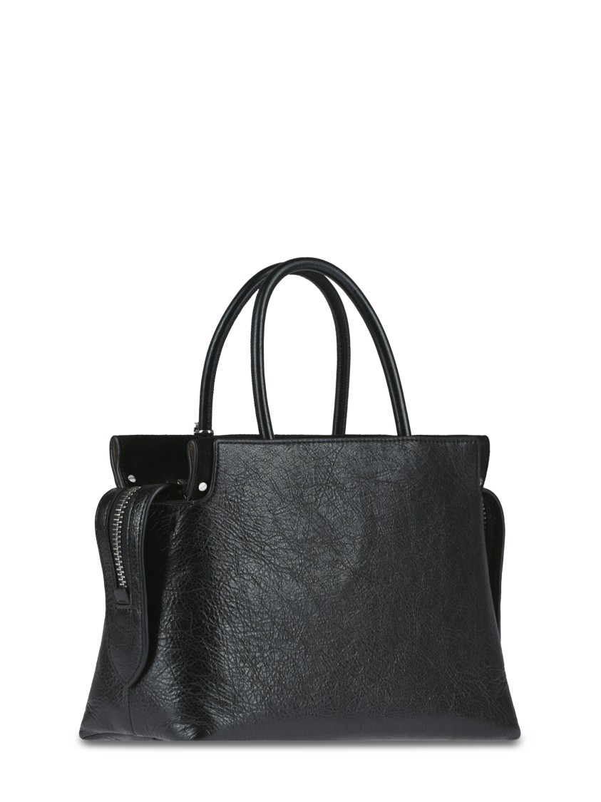 Tory Burch Mercer Distressed Satchel With Textured Leather In Black