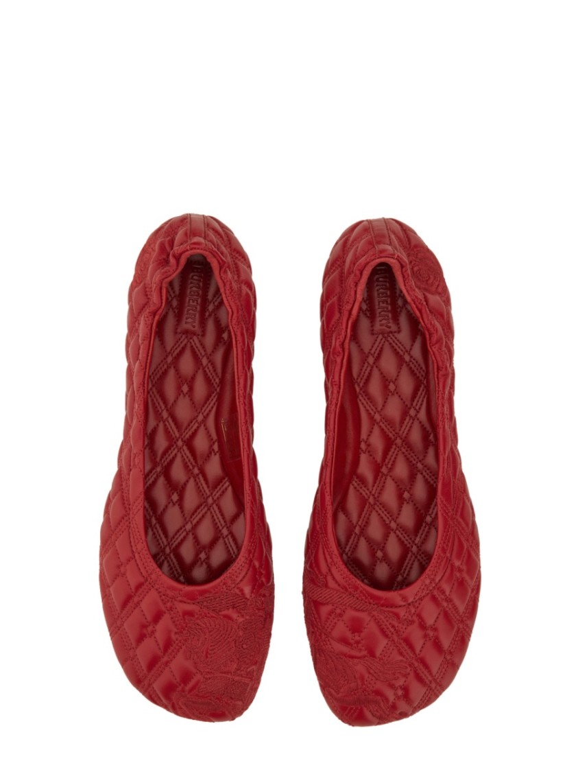 Burberry Sadler Quilted Lambskin Ballerina Flats In Red
