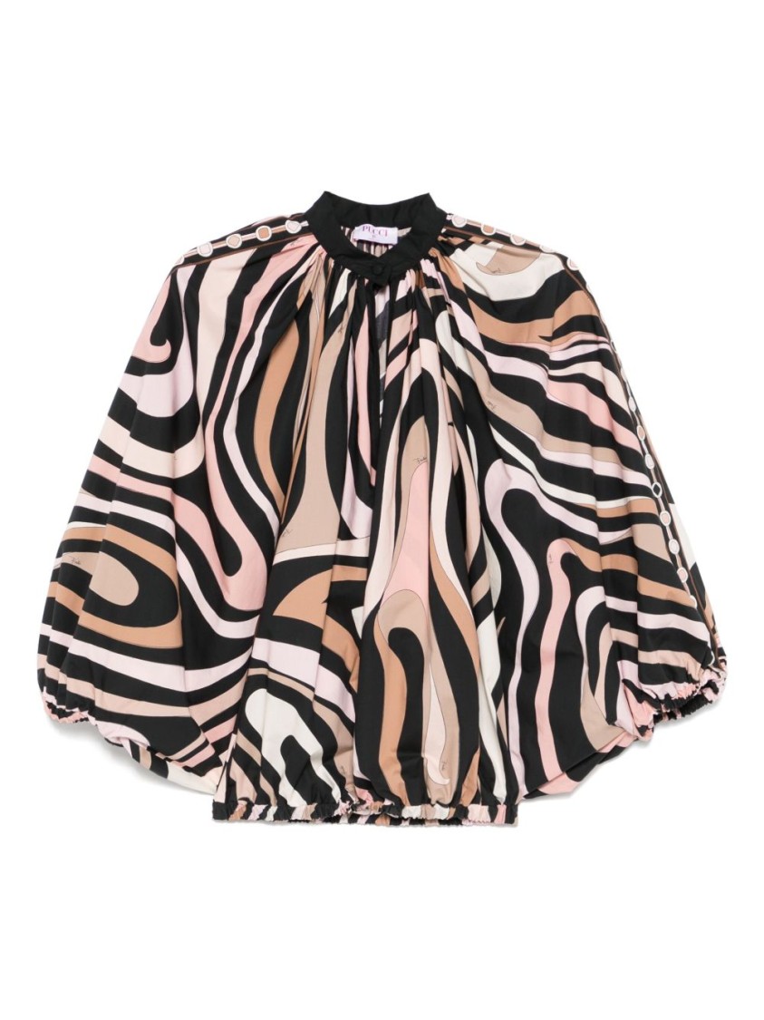 Pucci High Neck Sweater With Gathered Design In Black