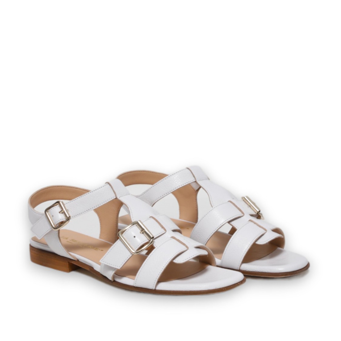 La Sellerie Three-band Sandal With White Buffalo Buckles