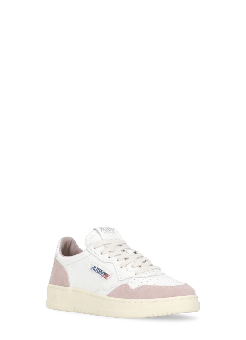 Shop Autry White Leather/fabric Medalist Low Sneakers