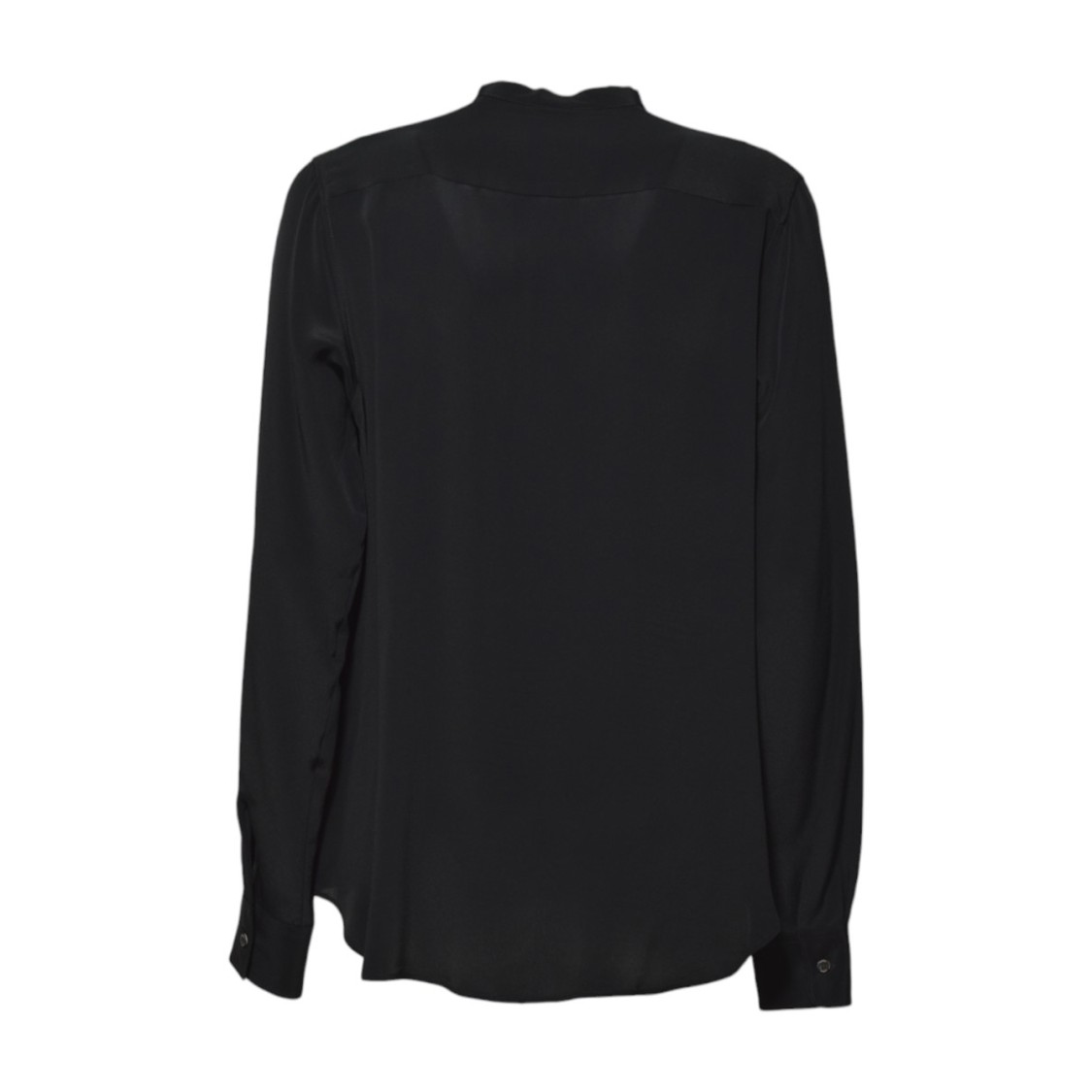 Shop Aspesi Black Crepe De Chine Blouse With Ruffles