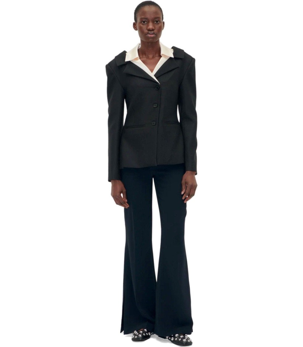 Stine Goya High-waisted Flared Trousers With Side Pockets In Black