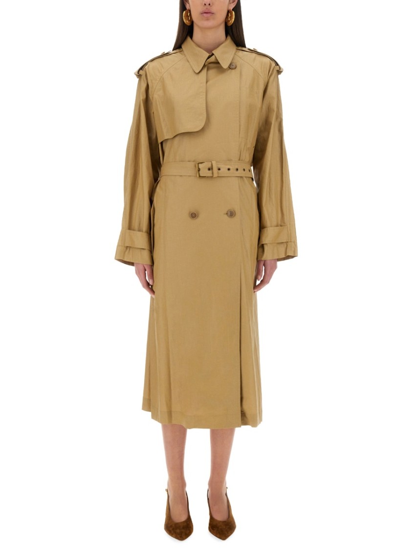 Isabel Marant Belted Double-breasted Trench Epaulettes Storm Flap In Neutrals