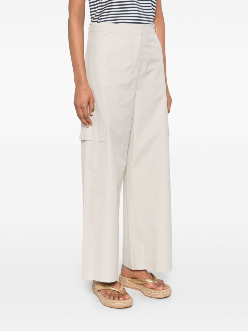 Max Mara Wide-leg Beige Trousers With High Waist In Neutral