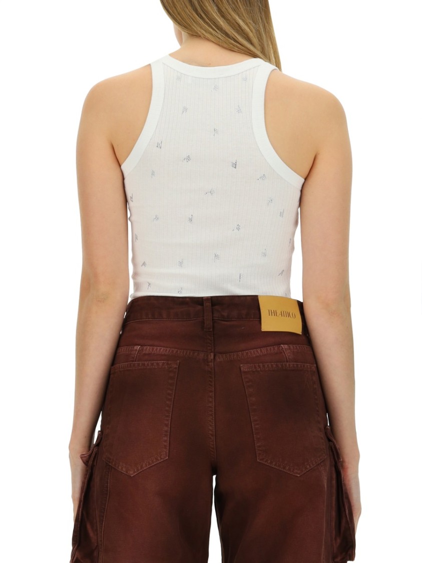 Attico Tank Top In White Cotton In White
