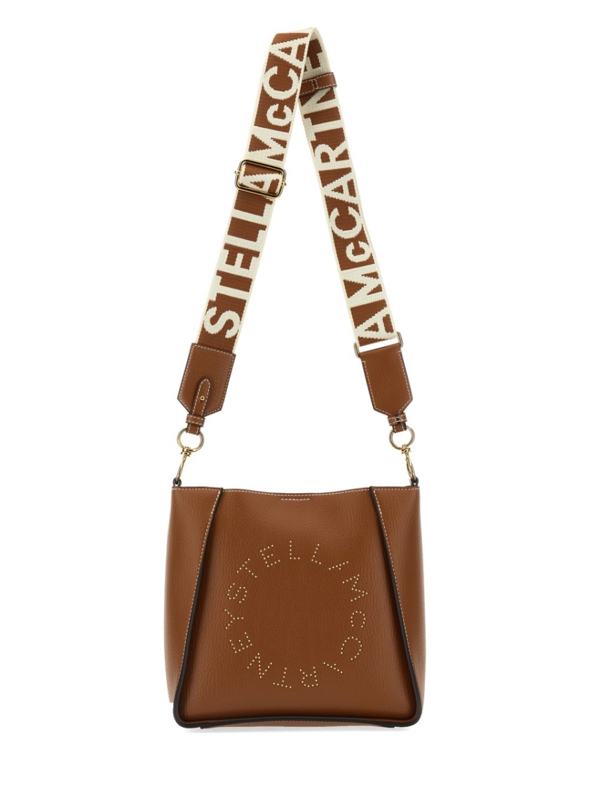 Stella Mccartney Textured Shoulder Bag With Adjustable Webbing Strap And Logo