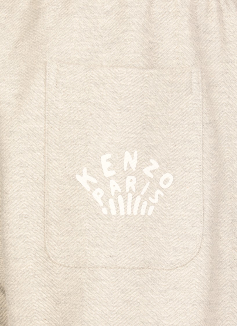Kenzo 'dragonfly' Grey Pants With Elastic Waist And Logo Print On Side And Rear In Gray