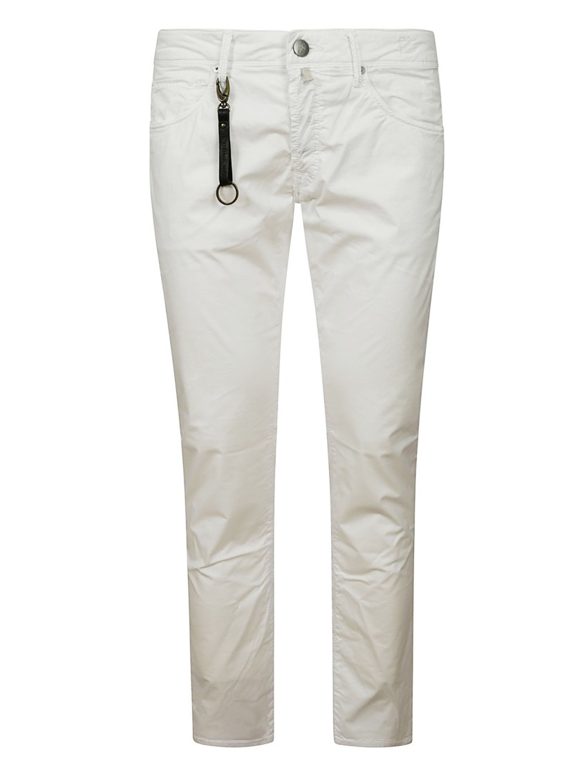Incotex Refined White Trousers With Practical Pockets In White
