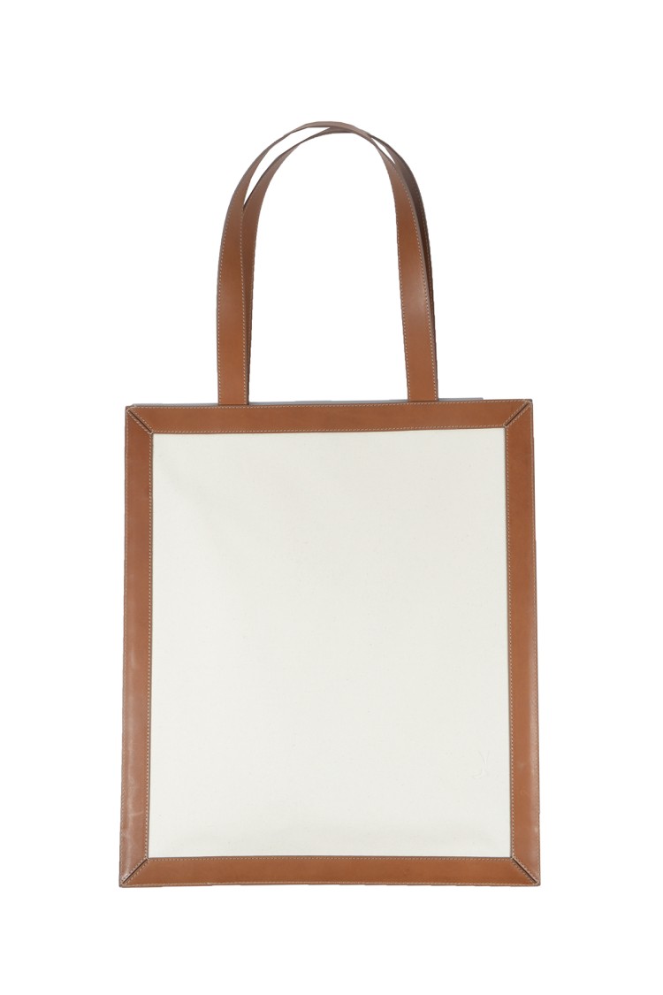 Jil Sander Tote Bag In Tela Bianca E Pelle In Neutrals