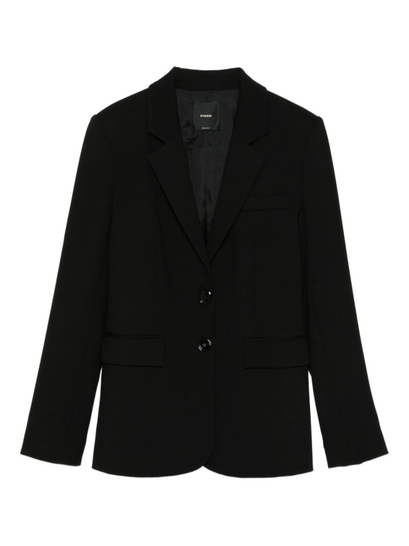 Pinko Tailored Black Jacket With Notched Lapel And Structured Shoulders In Black