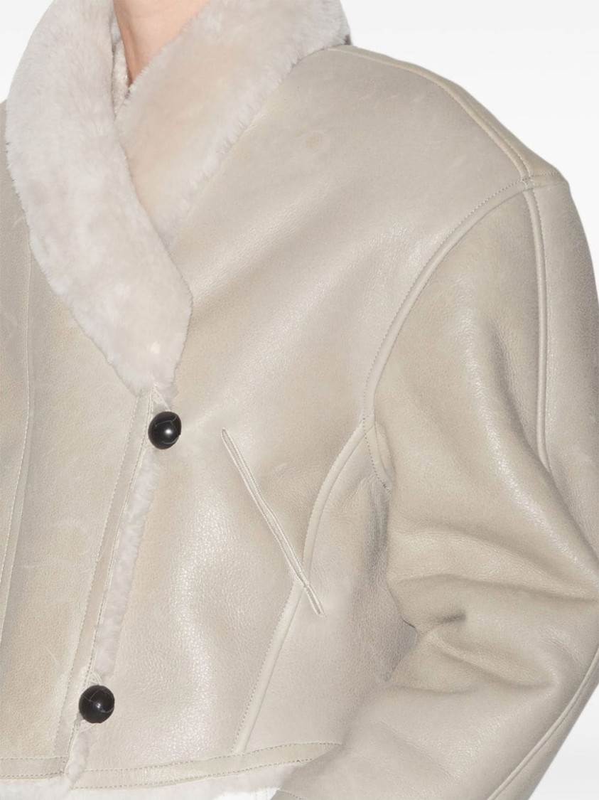 Isabel Marant Eriana Shearling-trimmed Leather Jacket In Neutrals