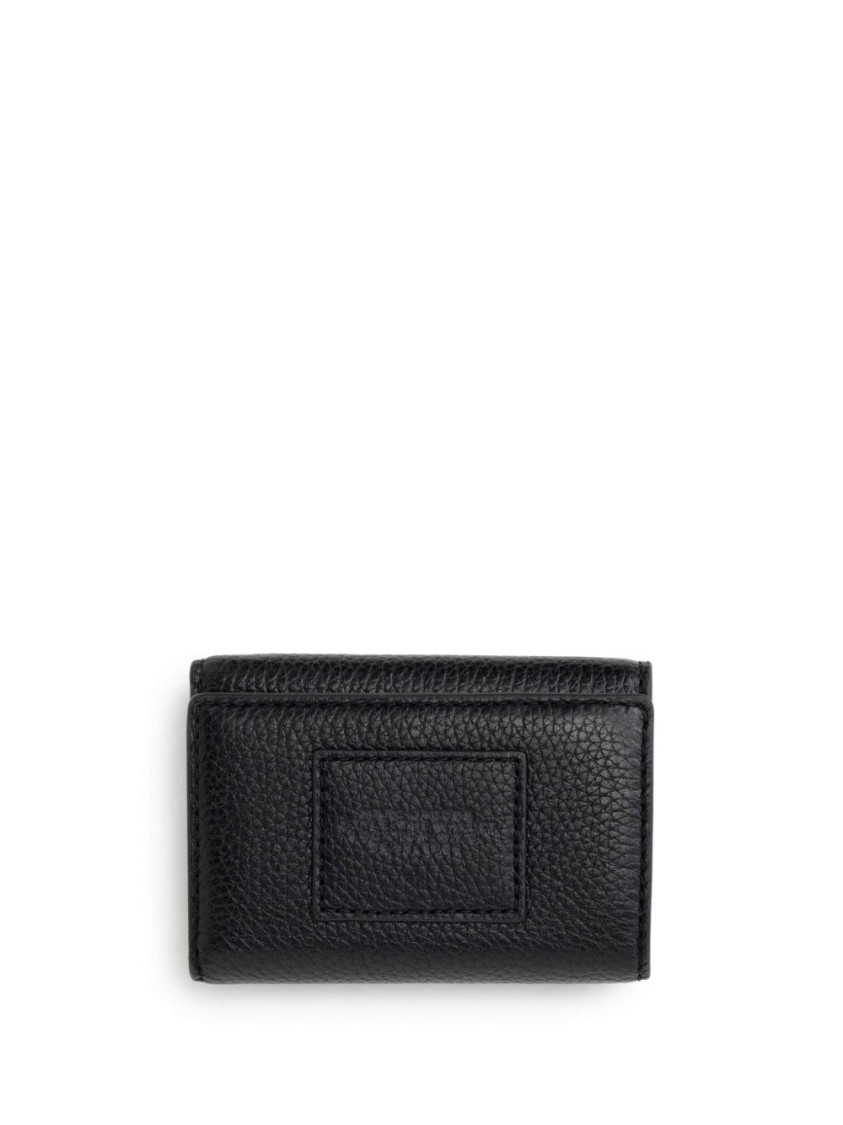 Marc Jacobs Textured Cow Leather Wallet With Embossed Logo In Black