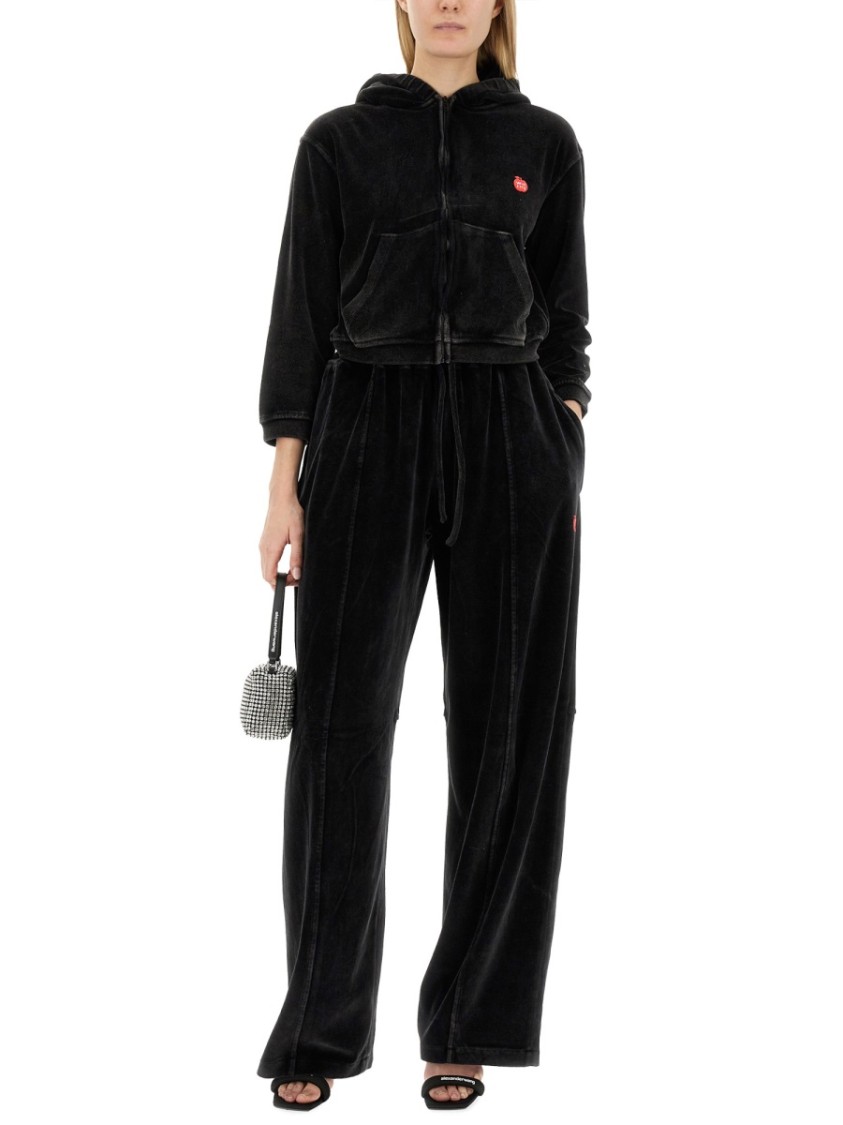 Alexander Wang T T By Alexander Wang Velour Sweatshirt In Black