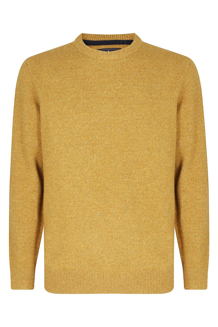 Barbour Essential Tisbury Sweater With Round Neckline In Gold