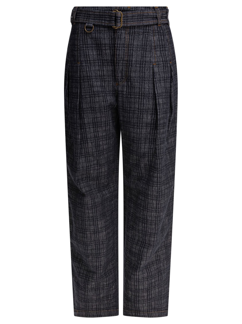 Burberry Trousers Featuring Check Pattern And Back Pocket In Blue