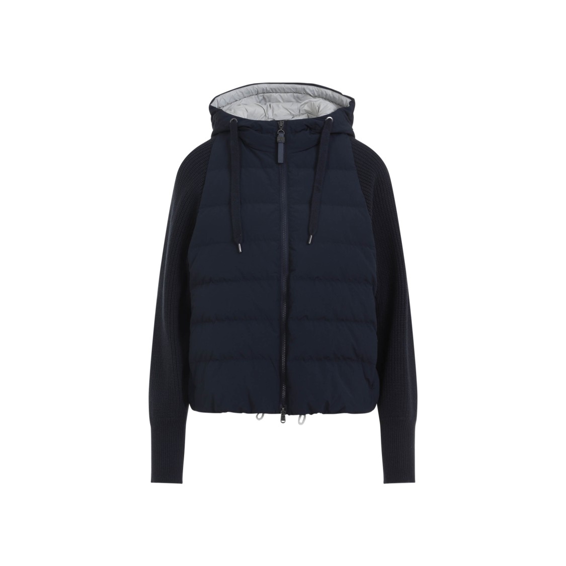 Shop Brunello Cucinelli Blue Knit Dowjacket