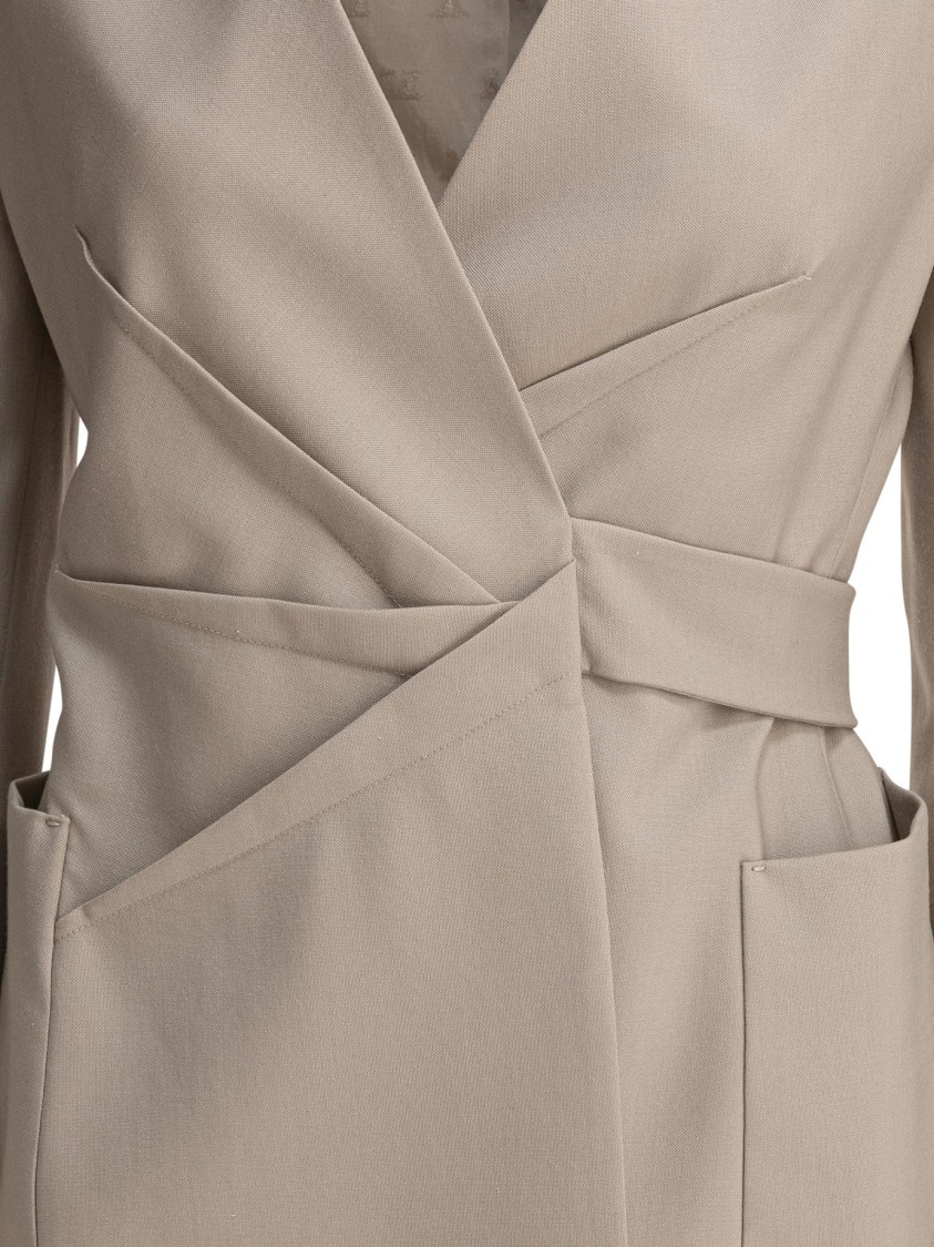 Max Mara Single-breasted Blazer With Unique Wrap-style Design In Neutral