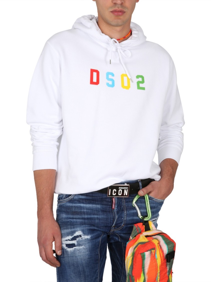 Shop Dsquared2 Relaxed Fit Cotton Sweatshirt In White