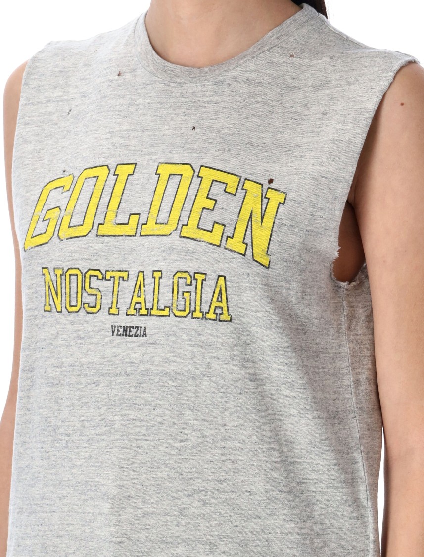 Golden Goose Grey Crewneck Top With Logo Lettering Print On The Front In Grey