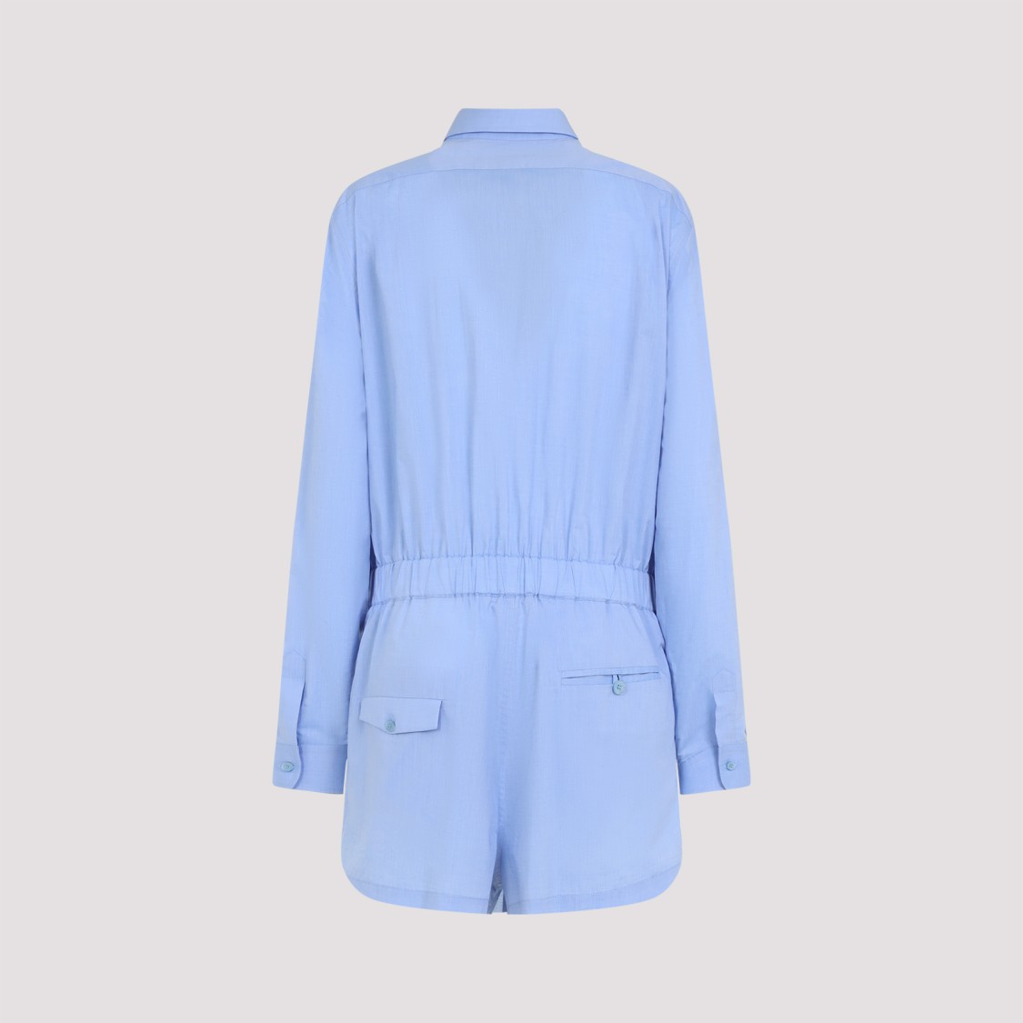 Moschino Cotton Shirt With Chest Pocket And Elastic Waistband In Blue