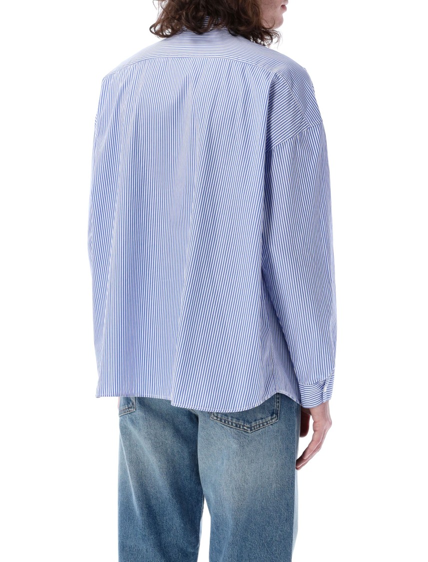 Sunflower Blue Striped Cotton Shirt With Button-down Collar In Blue