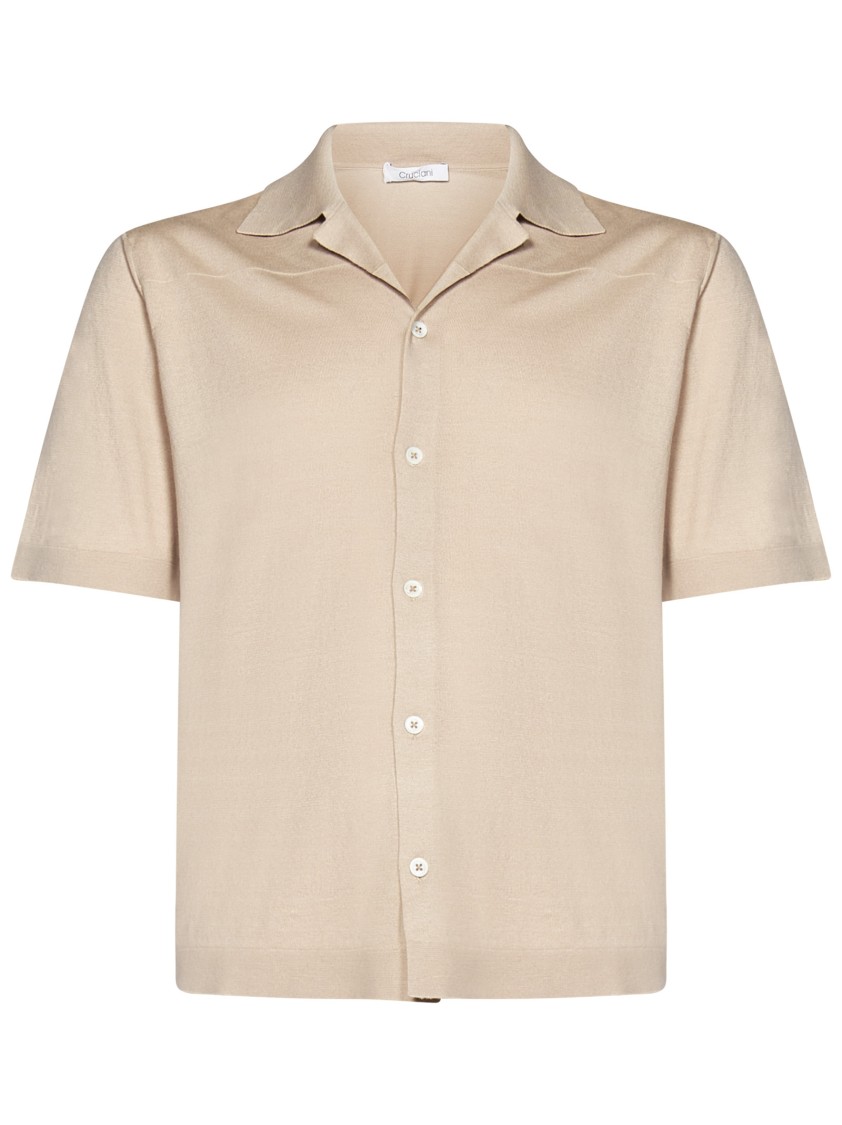 Cruciani Short-sleeved Bowling Shirt In Extra-fine Cotton