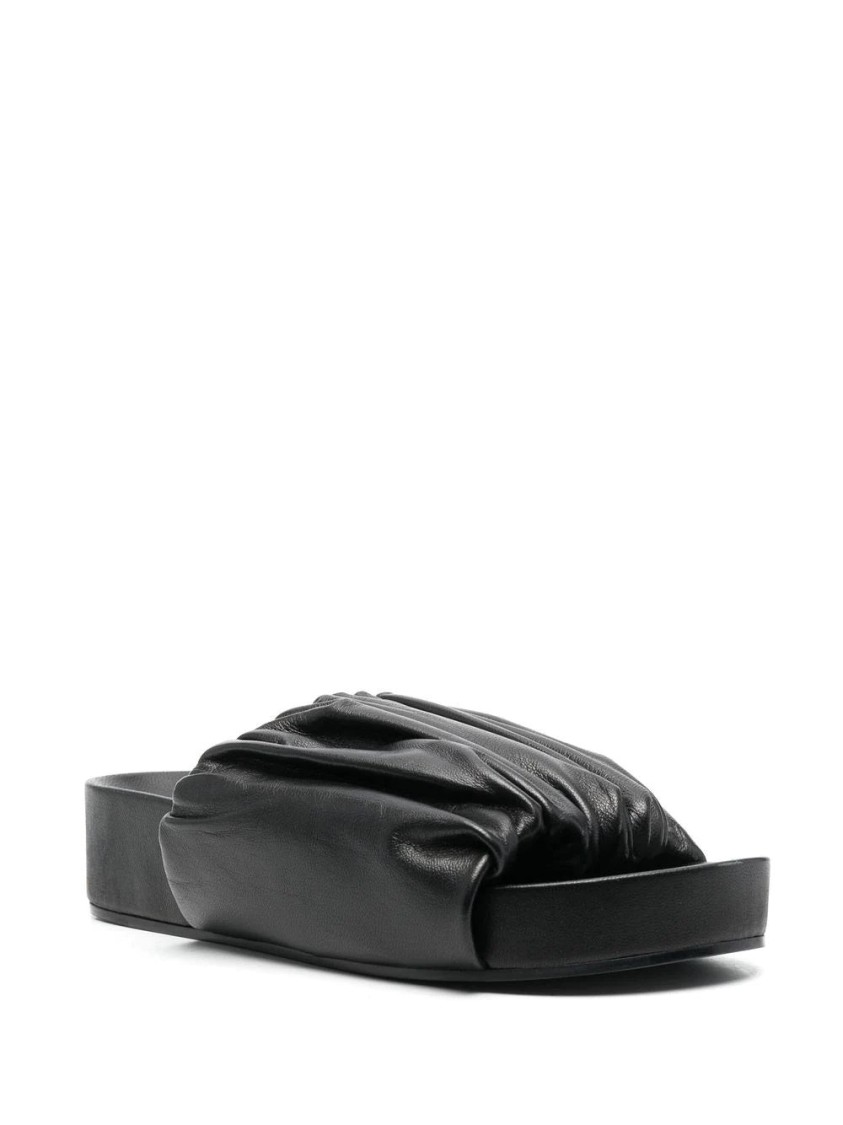 Jil Sander Black Sandals With Gathered Upper And Open Design In Black