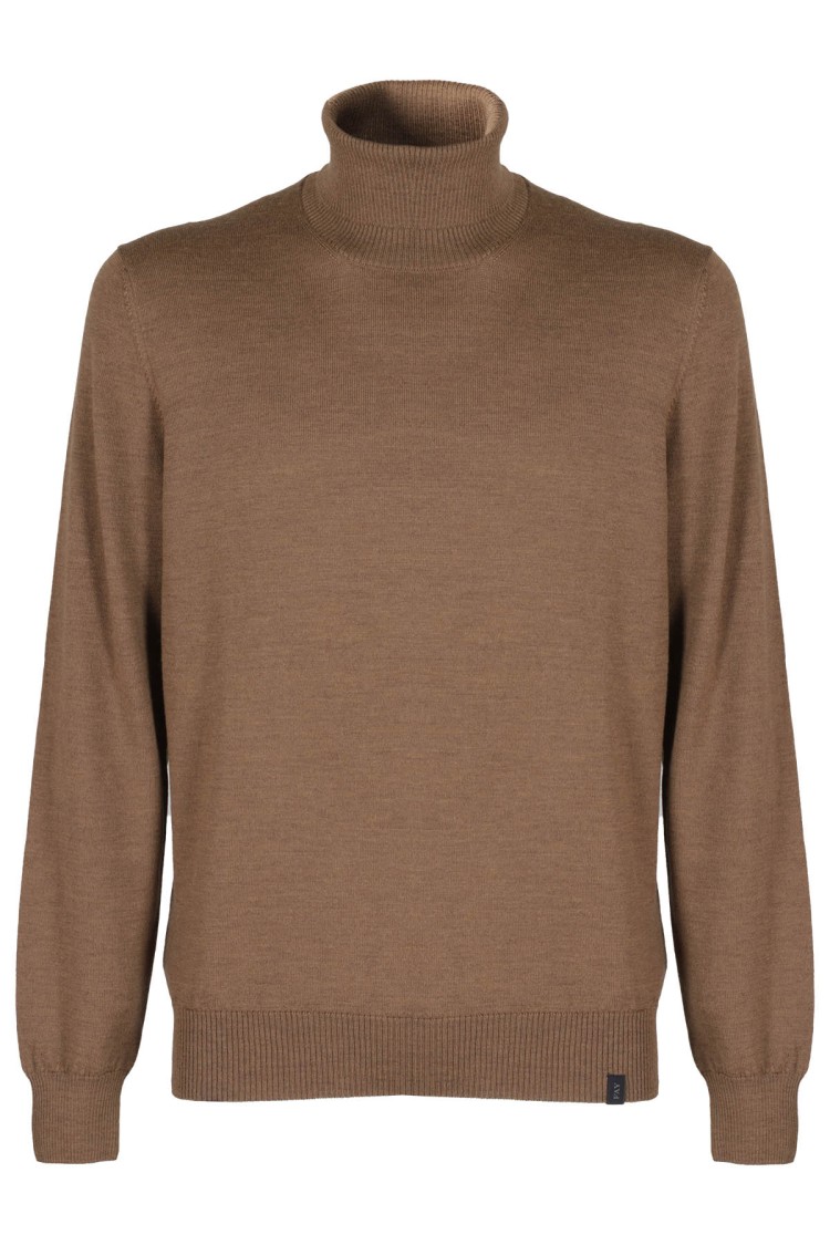Fay Virgin Wool Turtleneck Sweater In Brown
