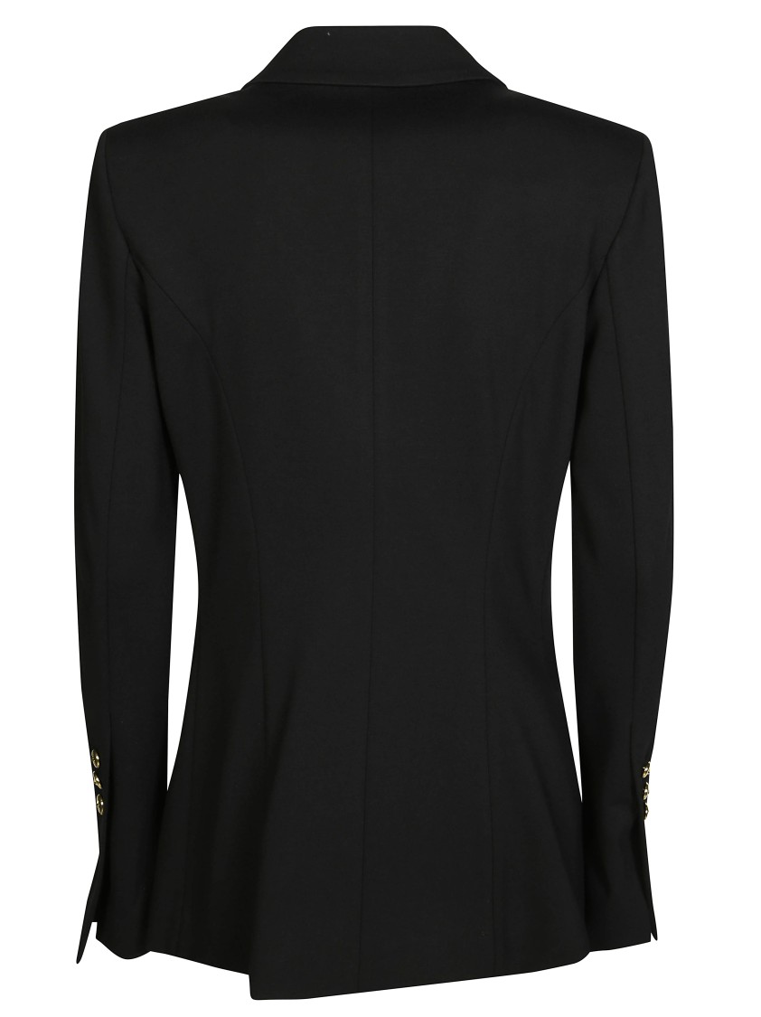 Pinko Asymmetric Tailored Blazer With Gold Buttons And Structured Shoulders In Black