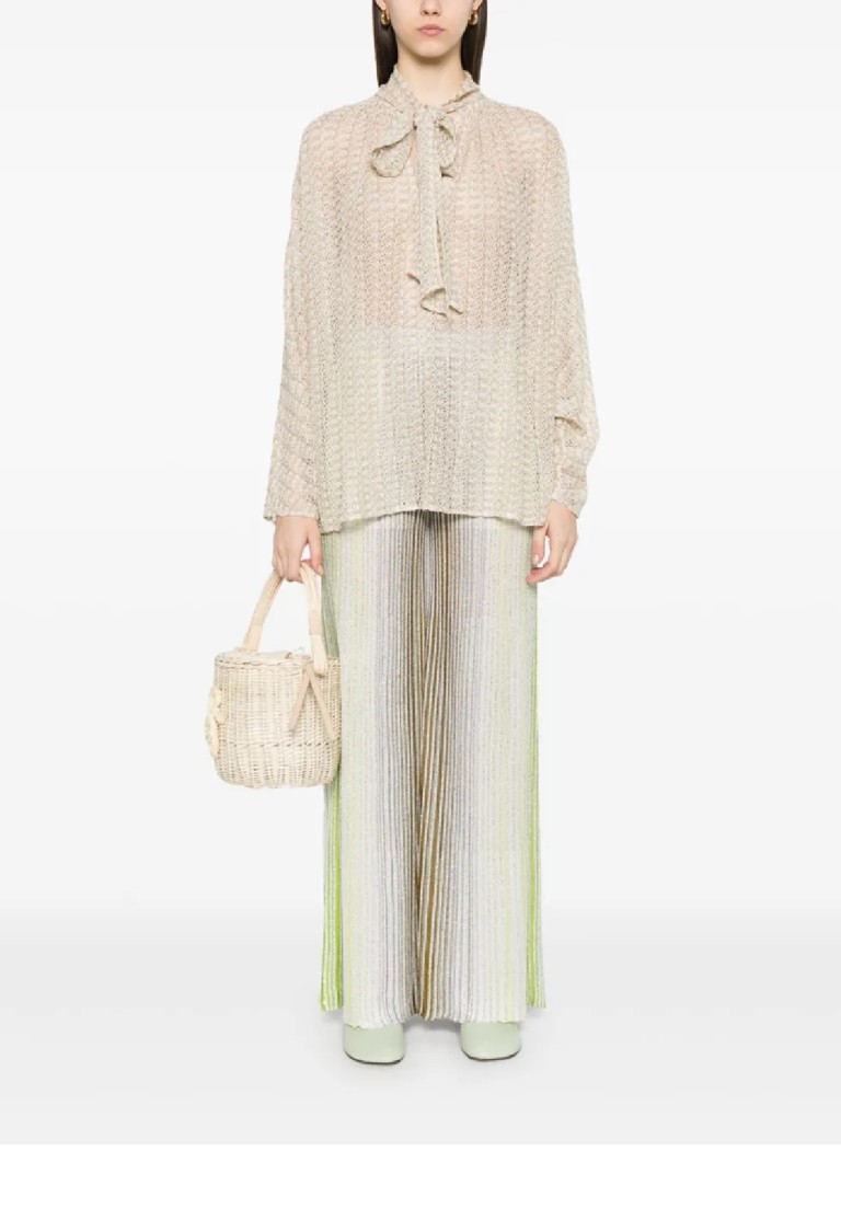 Missoni Vertical Stripe Trousers With Shimmering Textures In Multi