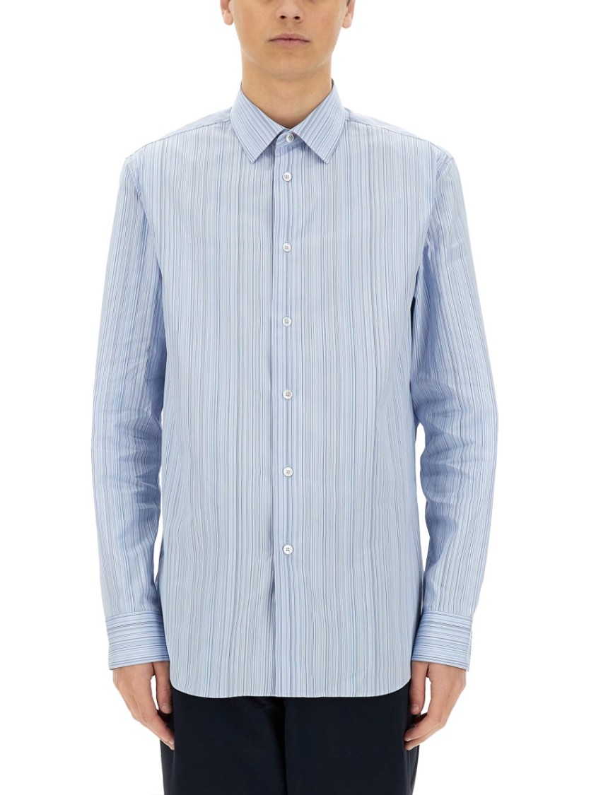 Shop Paul Smith Vertical Stripe Cotton Shirt In Blue
