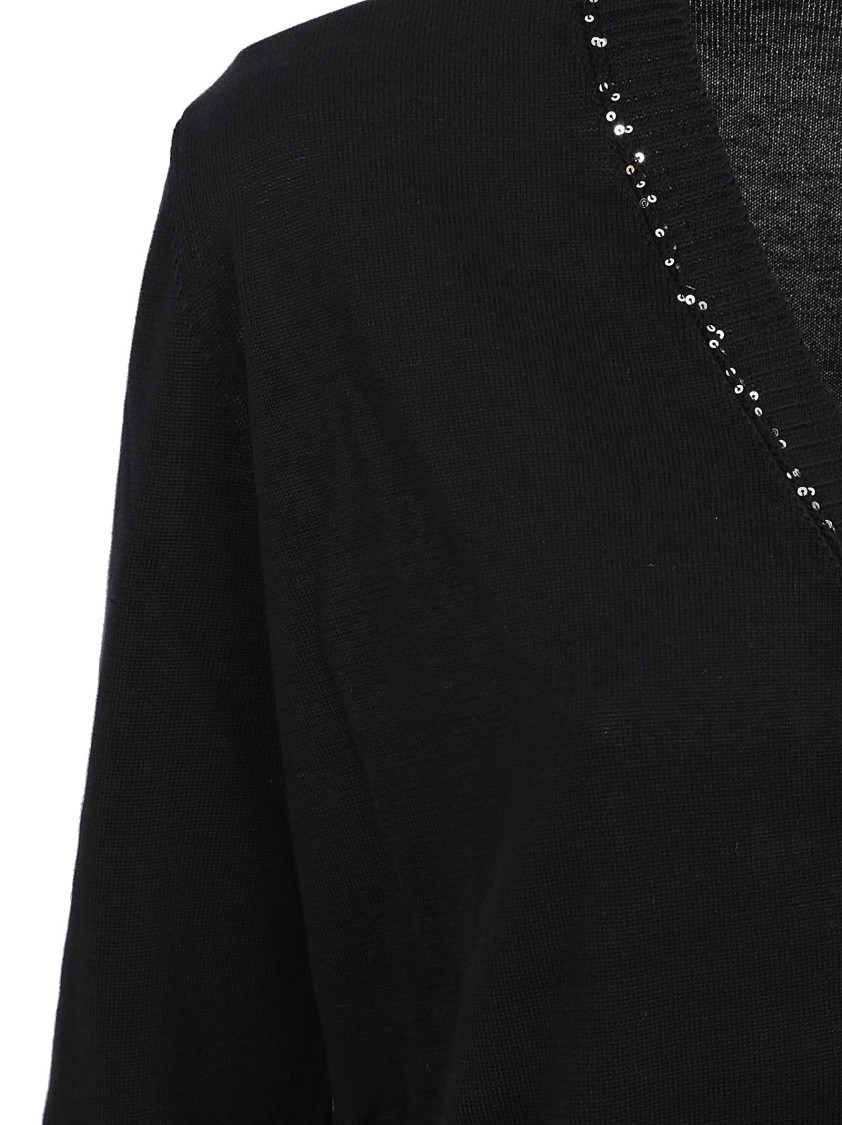 Fabiana Filippi V-neck Cardigan With Embellished Neckline In Black