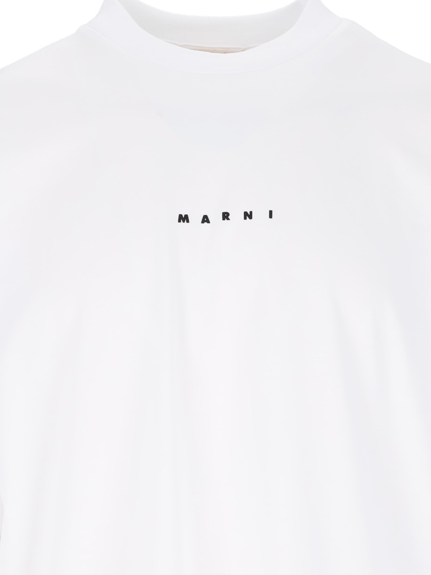 Marni White Cotton T-shirt With Logo Print