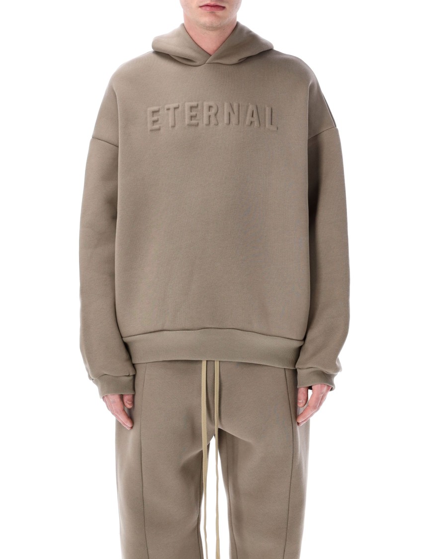 Shop Fear Of God Relaxed Fit Dusty Beige Hoodie With Embossed Logo