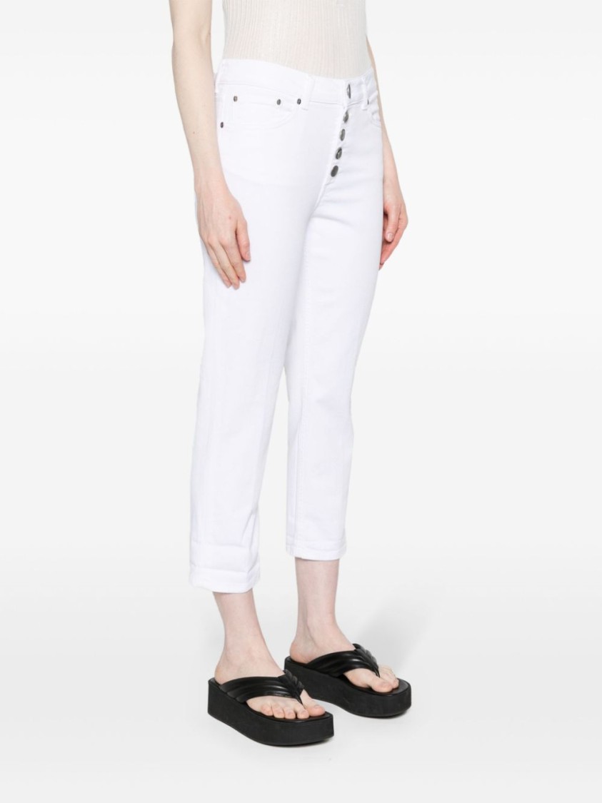 Dondup Cropped Cotton-blend Denim Jeans With Button Detailing