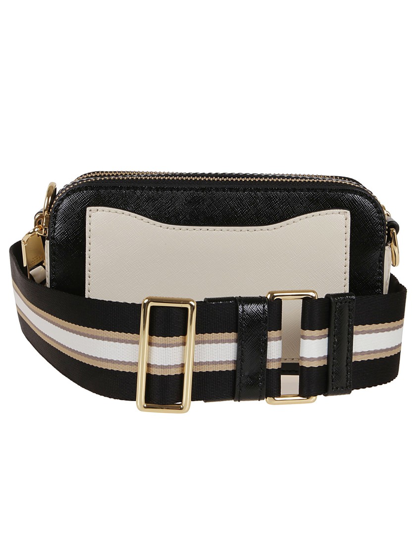 Marc Jacobs Compact Leather Snapshot Bag With Gold Brass Logo In White