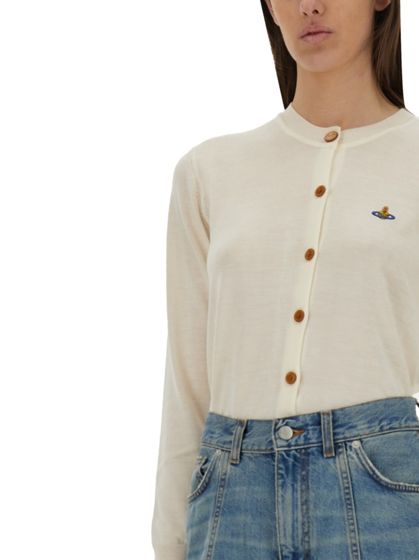 Shop Vivienne Westwood "bea" Cardigan In Neutrals