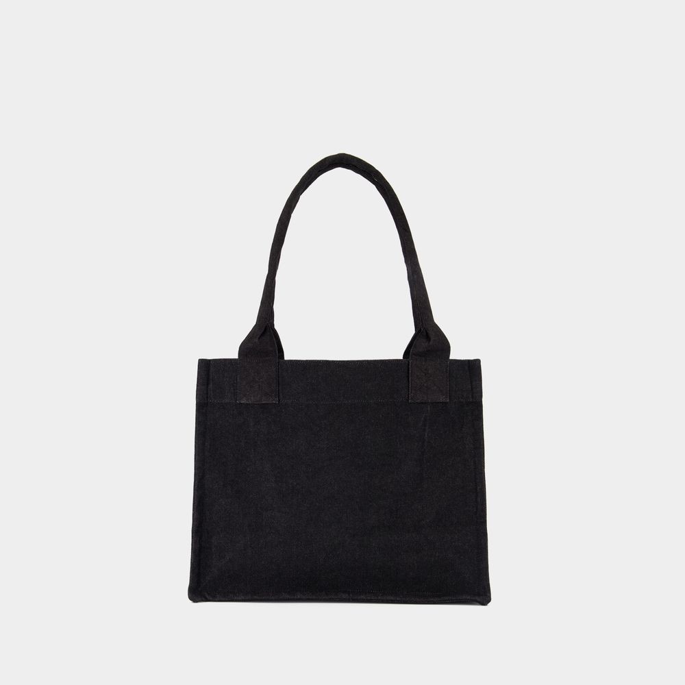 Ganni Large Easy Shopper Bag - Cotton - Black In Black