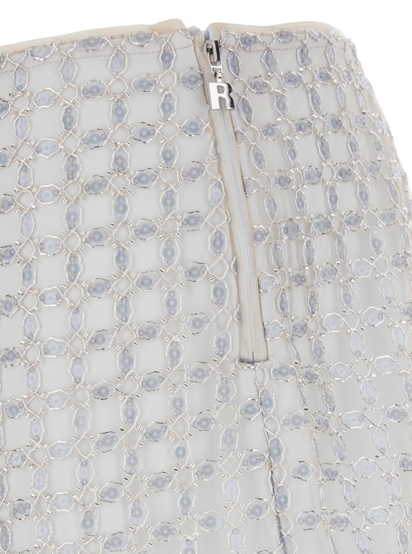 ROTATE BIRGER CHRISTENSEN ROTATE WHITE BEADED MIDI SKIRT