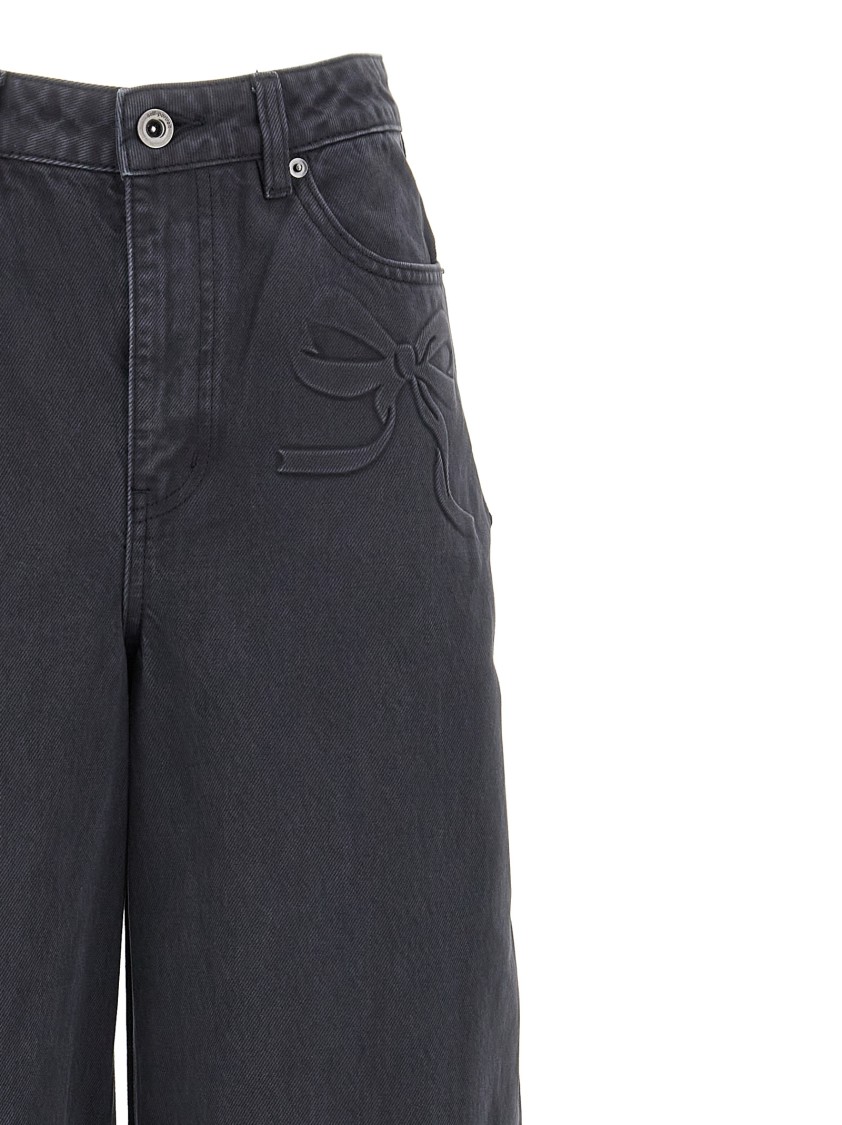 Self-portrait Self Portrait Straight Jeans With Bows In Blue