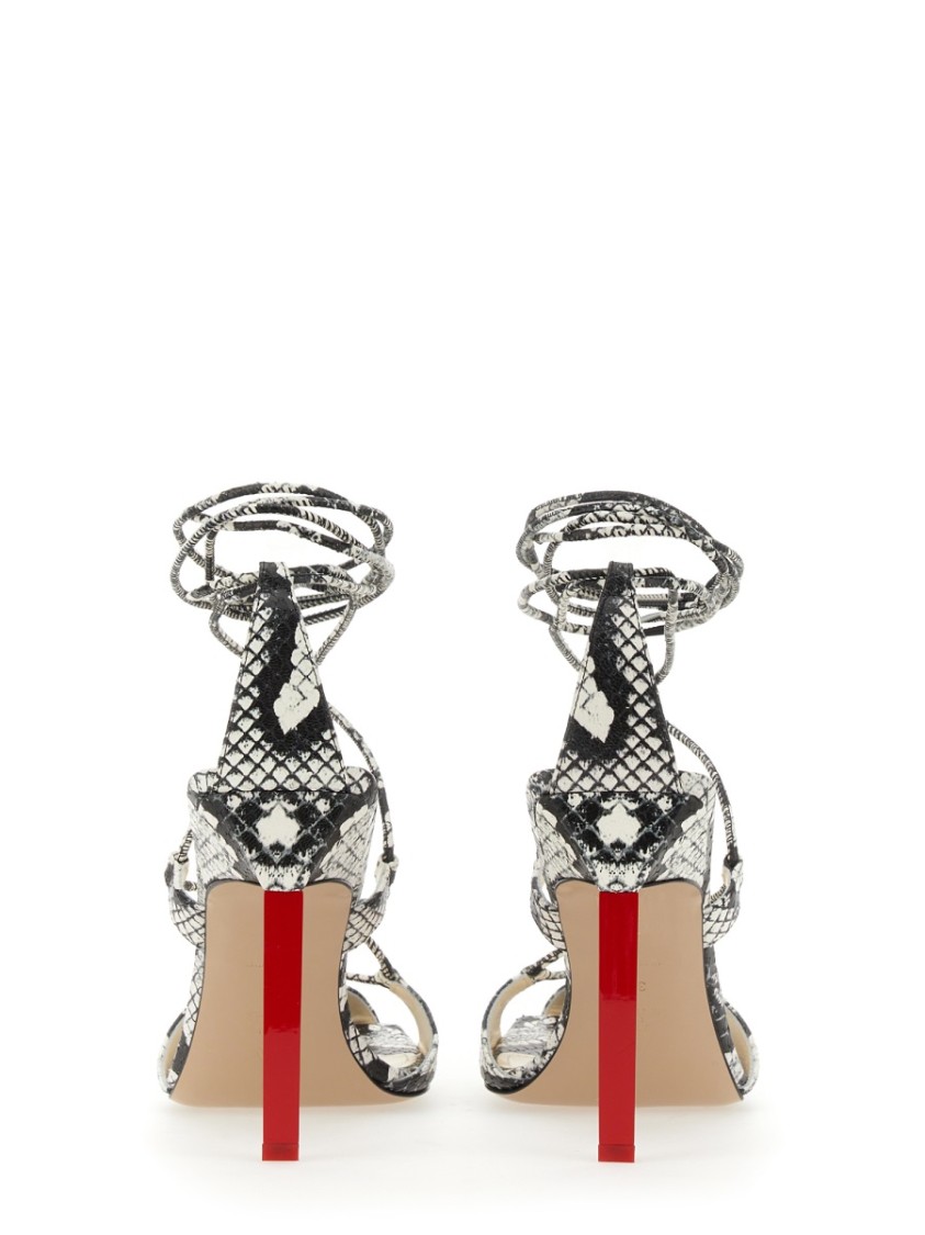 Attico Adele Snakeskin-print Sandals In Black And White Leather Woman In Multicolor