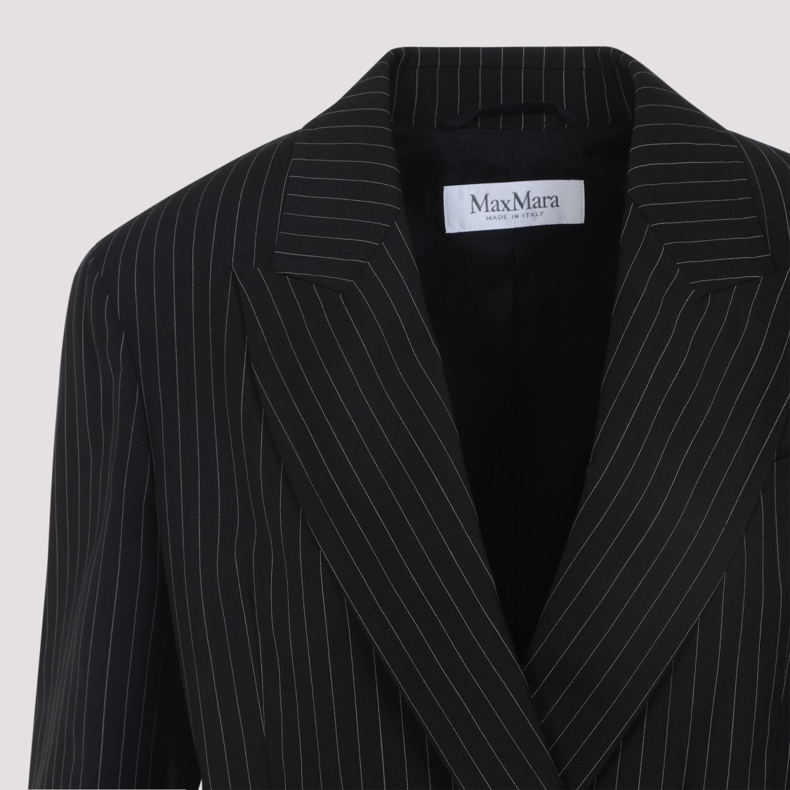 Max Mara Black Virgin Wool Double-breasted Mattia Jacket In Black